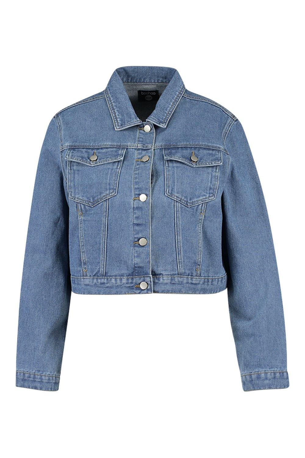 Veste en jean courte grande taille new arrivals